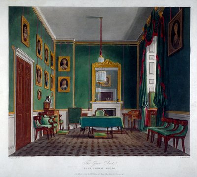 Innenansicht des grünen Kabinetts im Buckingham House, Westminster, London von Daniel Havell