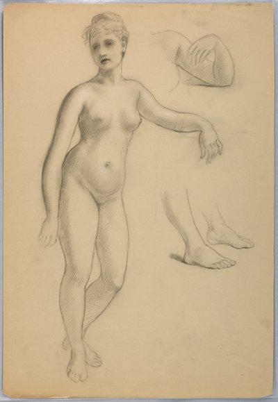 Zeichnung, Weiblicher Akt stehend, Sep, 1860–70 von Daniel Huntington