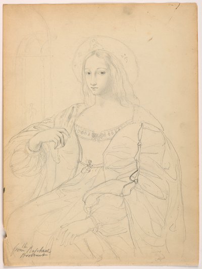 Sitzende Figur im Hofkleid nach Raphaels Porträt Jeanne D