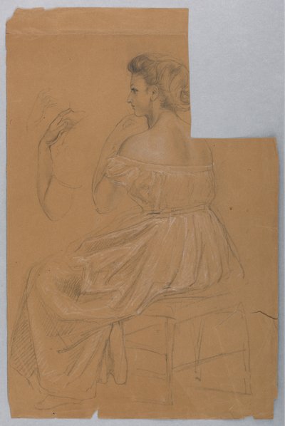 Zeichnung, Studie für "Titian zeigt, 1872" von Daniel Huntington