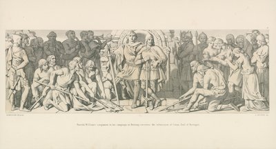 Harold, Williams Begleiter in seinem Feldzug in der Bretagne, empfängt die Unterwerfung von Conan, Graf von Bretagne von Daniel Maclise