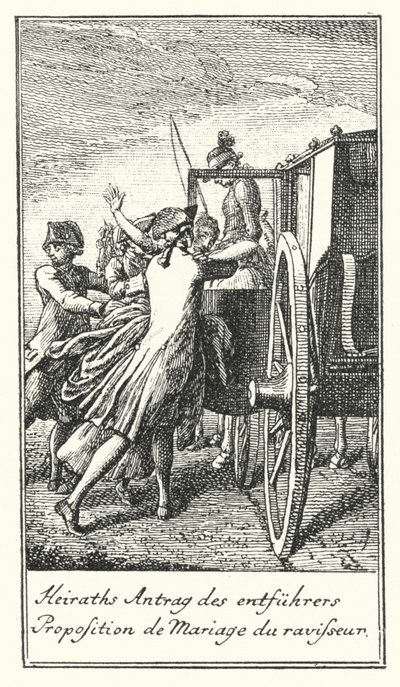 Heiratsantrag des Entführers (Gravur) von Daniel Nikolaus (after) Chodowiecki