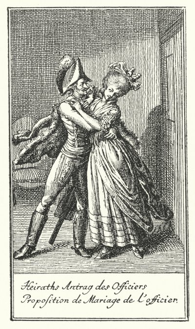 Heiratsantrag des Offiziers von Daniel Nikolaus (after) Chodowiecki