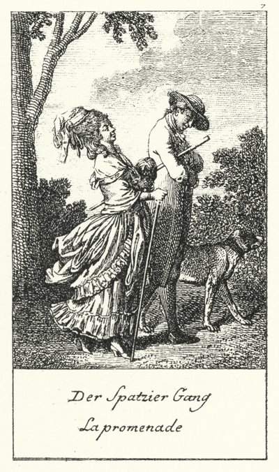 Der Spaziergang (Gravur) von Daniel Nikolaus (after) Chodowiecki