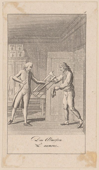 Almosen, Blatt 5 der Folge „Aufrichtigkeit und Heuchelei“ von Daniel Nikolaus Chodowiecki