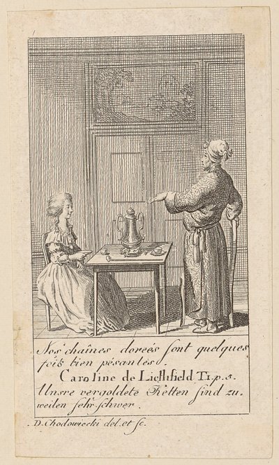 Blatt 1 zu "Karoline von Lichtfield" von Daniel Nikolaus Chodowiecki