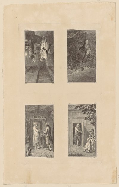 Blatt 5-8 zu Pestalozzis Lienhard und Gertrud von Daniel Nikolaus Chodowiecki
