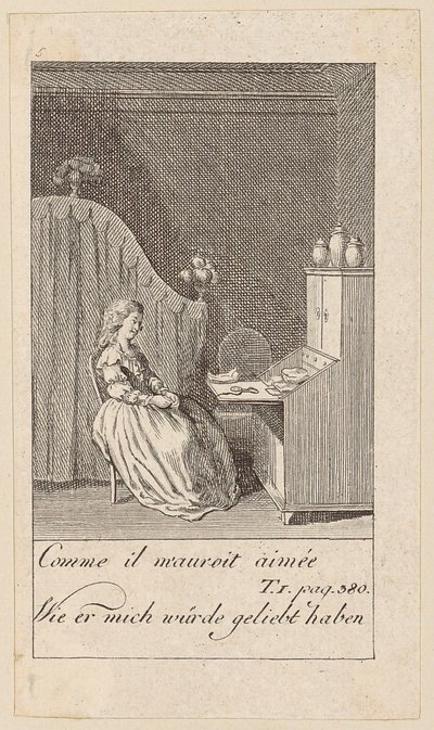 Blatt 5 zu „Karoline von Lichtfield“ von Daniel Nikolaus Chodowiecki