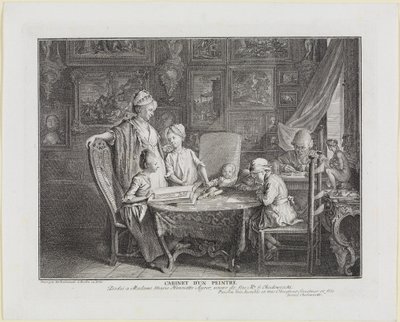 Kabinett eines Malers. Das Familienblatt des Künstlers. von Daniel Nikolaus Chodowiecki