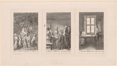 Drei Blätter zu Ehrenbergs „Taschenbuch [...] für 1795“ von Daniel Nikolaus Chodowiecki