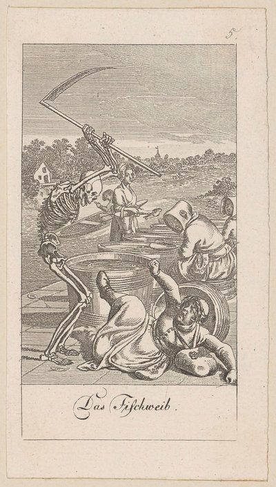 Fischweib, Blatt 5 der Folge „Der Totentanz“ von Daniel Nikolaus Chodowiecki