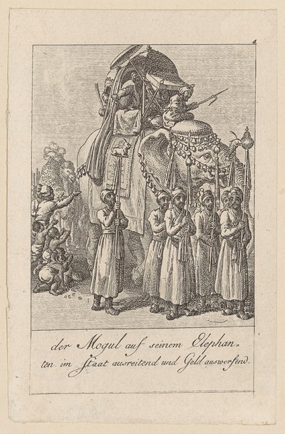 Mogul auf seinem Elefanten, Blatt 4 der Folge "Ostindische Gebräuche" von Daniel Nikolaus Chodowiecki