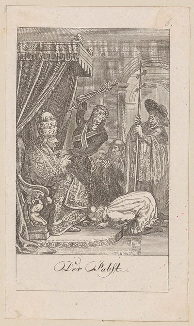 Papst, Blatt 6 der Folge "Der Totentanz" von Daniel Nikolaus Chodowiecki