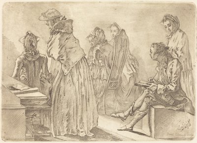 Party mit sechs Damen und dem Künstler von Daniel Nikolaus Chodowiecki