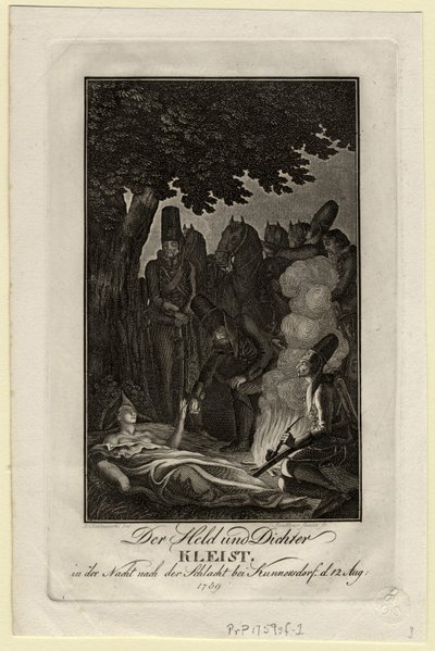 Dichter Ewald von Kleist in der Schlacht bei Kunersdorf, am 12. August 1759, ca. 1759 von Daniel Nikolaus Chodowiecki