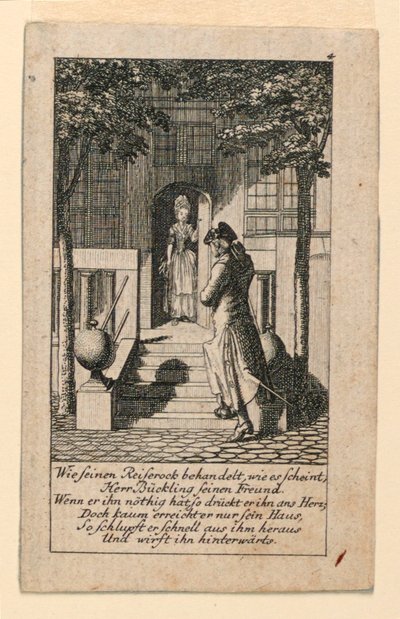 Der heuchlerische Freund, Illustration für "Königl: Grosbrit [anische] Genealogischer Kalender auf das 1780 Jahr Lauenberg bei J.G. Berenberg" von Daniel Nikolaus Chodowiecki