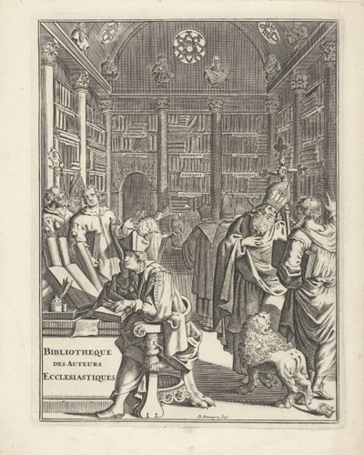 Bibliotheksinterieur mit Geistlichen von Daniël met de Penningen