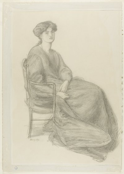 Mrs. William Morris sitzt im Stuhl von Dante Gabriel Rossetti