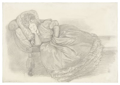 Studie von Fanny Cornforth, schlafend auf einer Chaiselongue von Dante Gabriel Rossetti