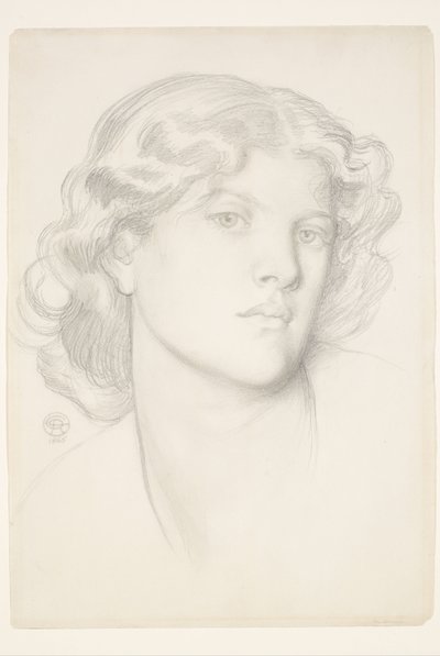 Der blaue Laube - Studie eines weiblichen Kopfes von Dante Gabriel Rossetti
