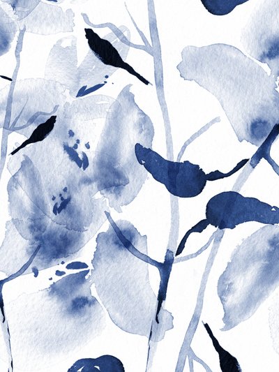 Aquarell Indigo Blüten von Danushka Abeygoda