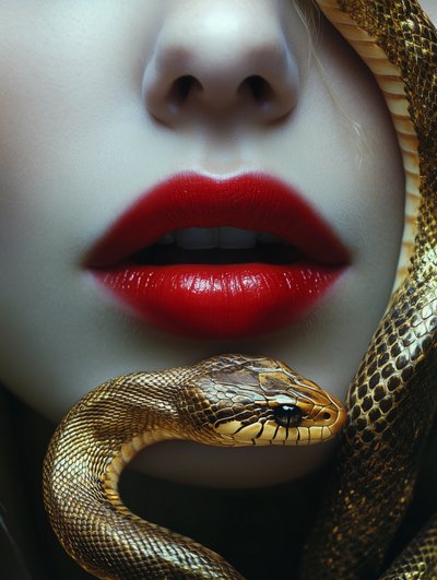 Verführerische Lippen Goldene Schlange von David Drake