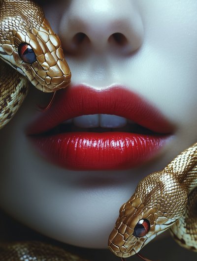 Verführerische Lippen Goldene Schlangen von David Drake