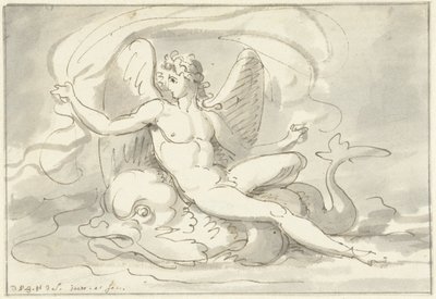 Meeresgott auf einem Delfin von David Pièrre Giottino Humbert de Superville
