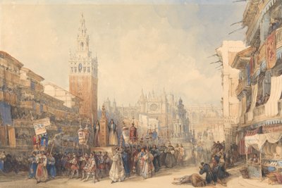Plaza Real und Prozession von David Roberts