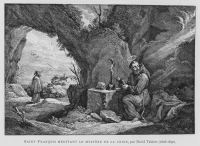 Der heilige Franziskus meditiert über das Geheimnis des Kreuzes von David the Younger (after) Teniers