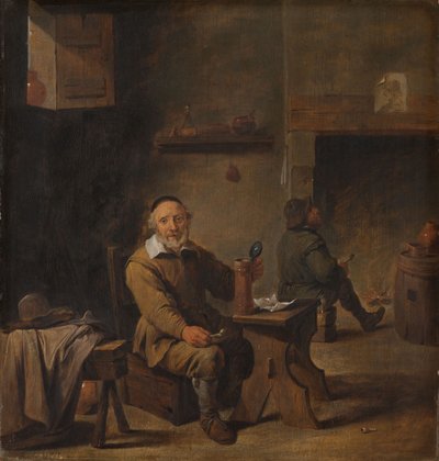 Älterer Mann in einer Taverne sitzend von David the Younger Teniers