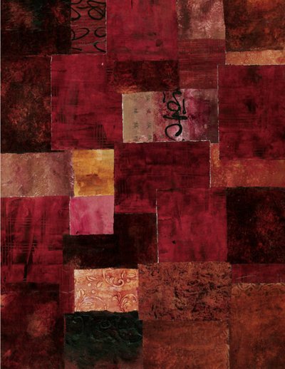 Karmesinrotes Patchwork Abstrakt von Deb Chaney