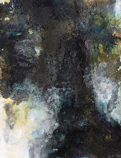 Dunkle Goldpatina-Abstrakt von Deb Chaney