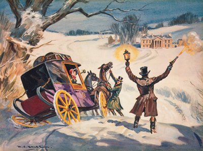 Kutsche im Schnee stecken geblieben von Derek Charles Eyles