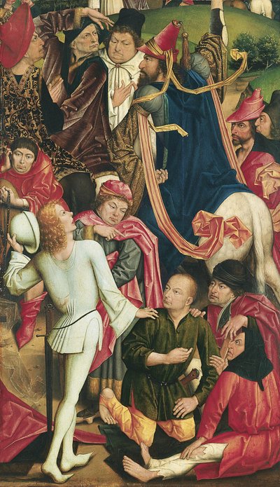 Ritter und Soldaten spielen um Christi Gewand von Derick Baegert