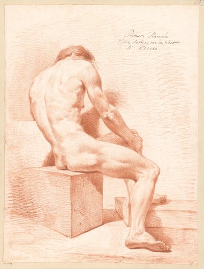 Sitzender männlicher Akt, von hinten gesehen (1. Preis 1790) von Derk Anthony van de Wart