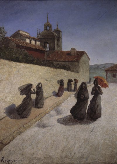 Spaziergang neben der Kirche, 19. Jahrhundert von Diario or Dario de Regoyos y Valdes