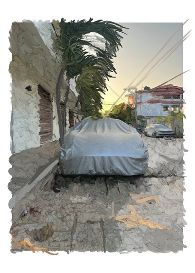 Auto mit Sonnenuntergang von Diego Beyro