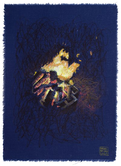 Nahes Feuer vor dem Feuerwerk von Diego Beyro