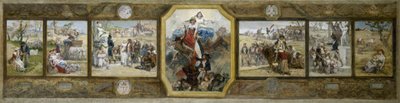 Skizze für den Hochzeitssaal des Rathauses des 19. Arrondissements in Paris: Die Trikolore, Republikanische Allegorien von Diogene Ulysse Napoleon Maillart