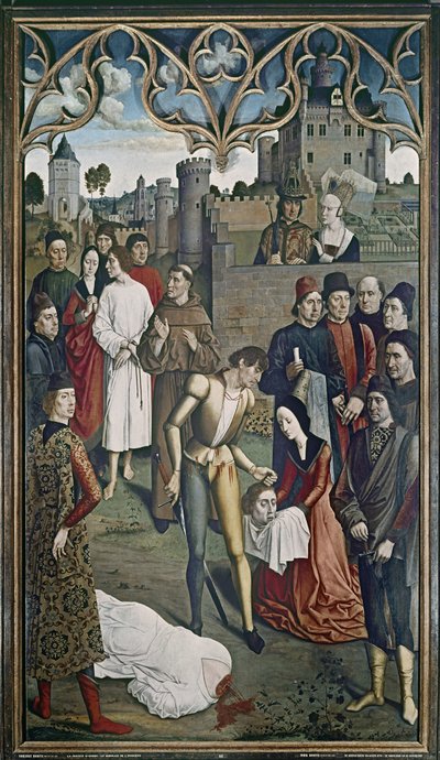 Die Gerechtigkeit des Kaisers Otto: Die Hinrichtung des unschuldigen Mannes, 1473-75 von Dirck Bouts