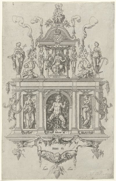 Wappen der Haarlemer Rederijkerskamer De Wijngaertrancken von Dirck Volckertsz. Coornhert (attributed to)