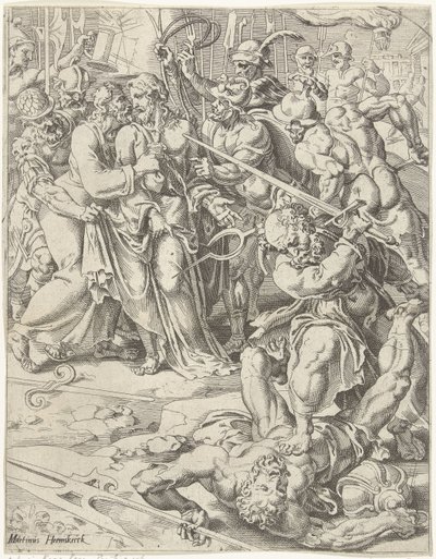 Judaskuss und Verhaftung Christi von Dirck Volckertsz. Coornhert (attributed to)