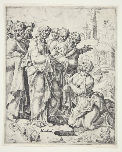 Christus und die kanaanäische Frau von Dirck Volckertsz. Coornhert