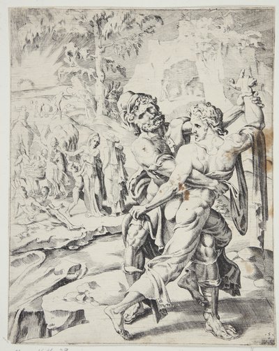 Jakob kämpft mit dem Engel von Dirck Volckertsz. Coornhert