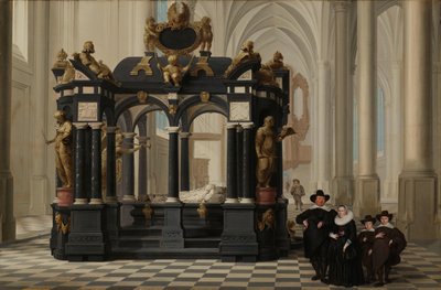 Eine Familie neben dem Grab von Prinz Wilhelm I. in der Nieuwe Kerk, Delft von Dirck van Delen