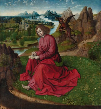 Der heilige Johannes der Evangelist auf Patmos, ca. 1465 von Dirk Bouts