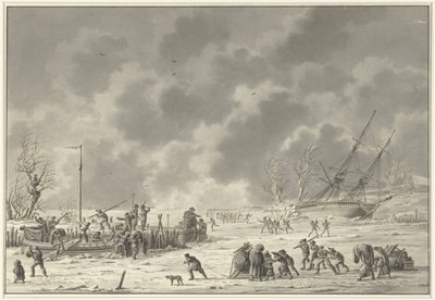 Flucht der Landzaten nach Texel, Januar 1795 von Dirk Langendijk