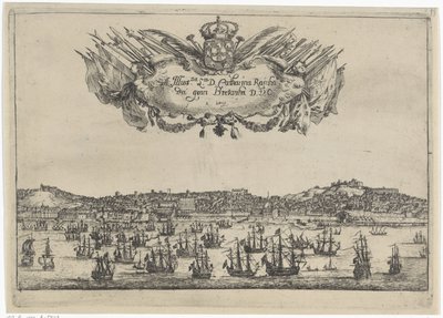 Ansicht der Stadt und des Hafens von Lissabon von Dirk Stoop