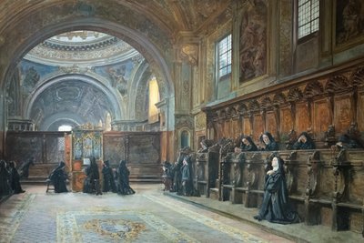 Der Chor der Kirche Santa Maria Donnaregina Nuova, zweite Hälfte des 19. Jahrhunderts von Domenico Battaglia